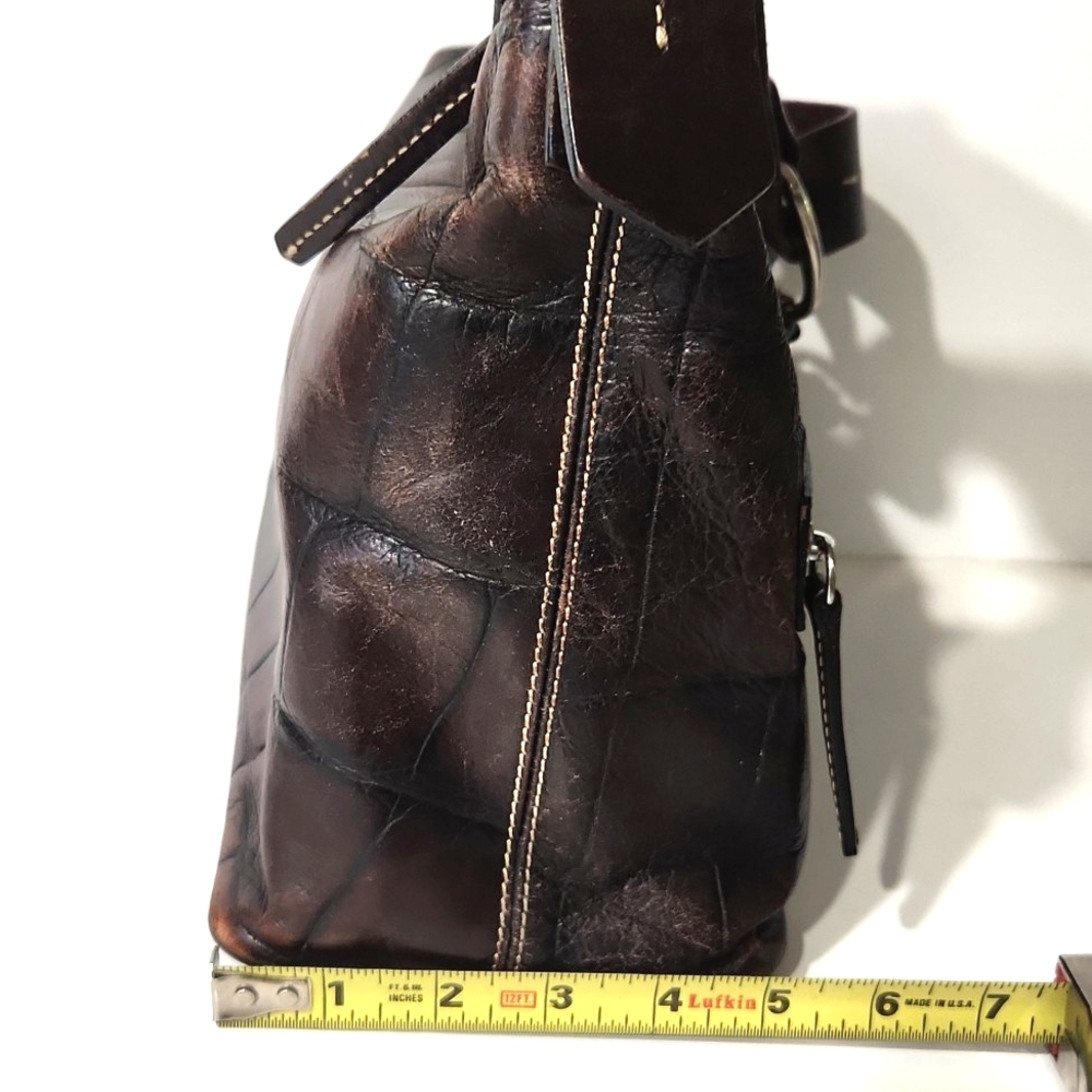 VTG Dooney & Bourke Leather Croc Embossed Espresso Brown Shoulder Bag J7574008 - Picture 9 of 16